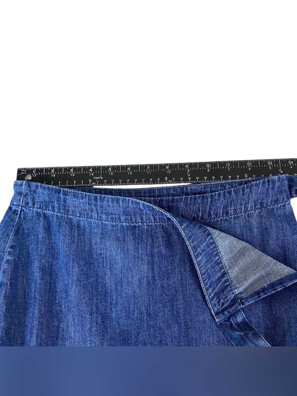 Gap Blue Denim Jean Wrap Mini Skirt Size Small Blue A-Line Lightweight - Picture 7 of 9